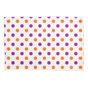 White Purple Orange Polka Dots Pattern Pillowcase