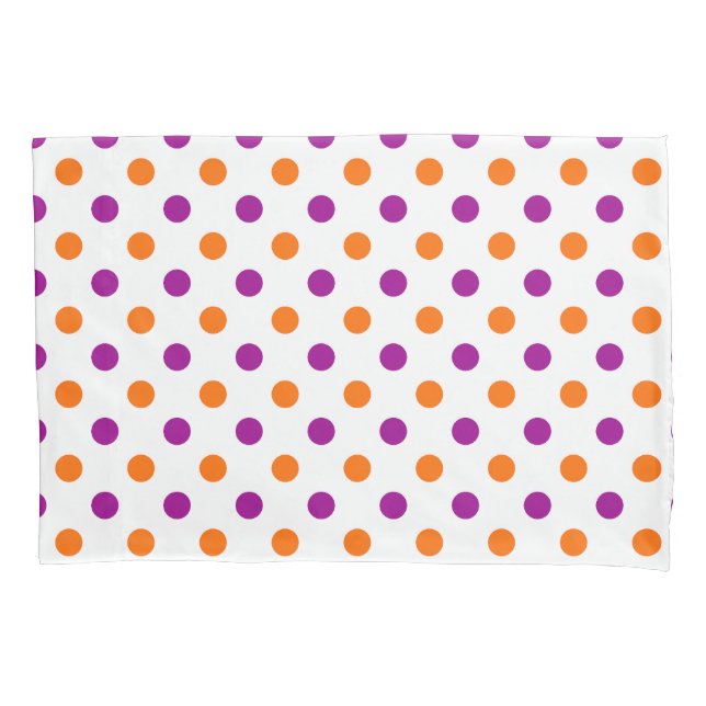 White Purple Orange Polka Dots Pattern Pillowcase (Front)