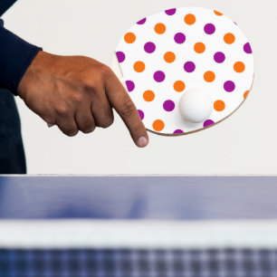 White Purple Orange Polka Dots Pattern Ping Pong Paddle
