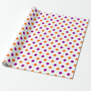 White Purple Orange Polka Dots Pattern Wrapping Paper