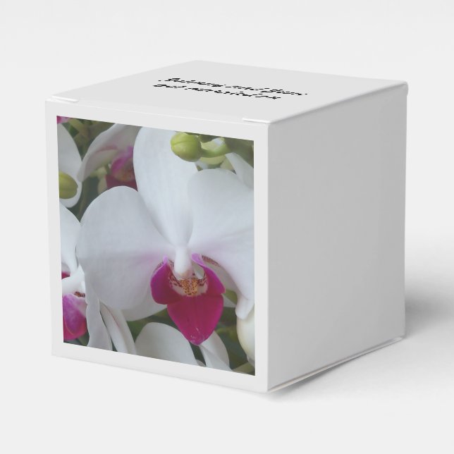 White & Purple Orchids on Personalised Favour boxe Favour Box (Front Side)