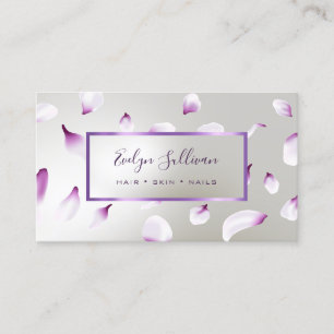 White Purple Petals Faux Foil Business Card
