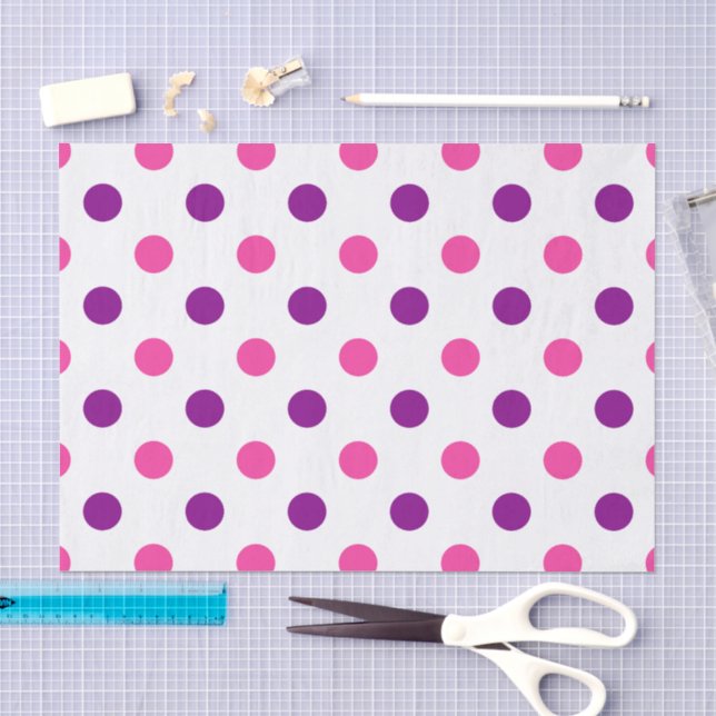 White Purple Pink Polka Dots Pattern  Tissue Paper (Craft)