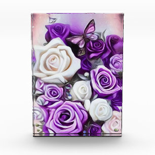 White & Purple Roses Photo Block
