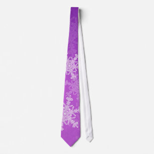 White Purple Snowflakes Minimalist Christmas Name Tie