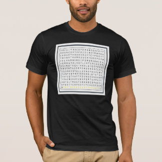 White puzzle, dark shirt