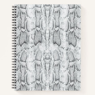White Python Snake Skin Print Notebook