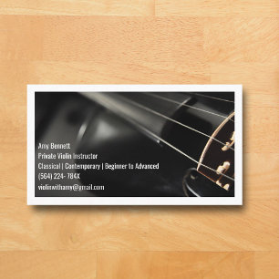 White Qr Code Black Violin Violinist Business Card