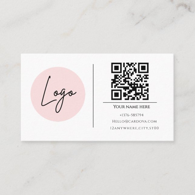 White QR Code Business Card | Modern Scan Me Card (Front)