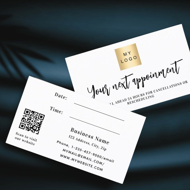 White QR code business logo appointment card (Creator Uploaded)