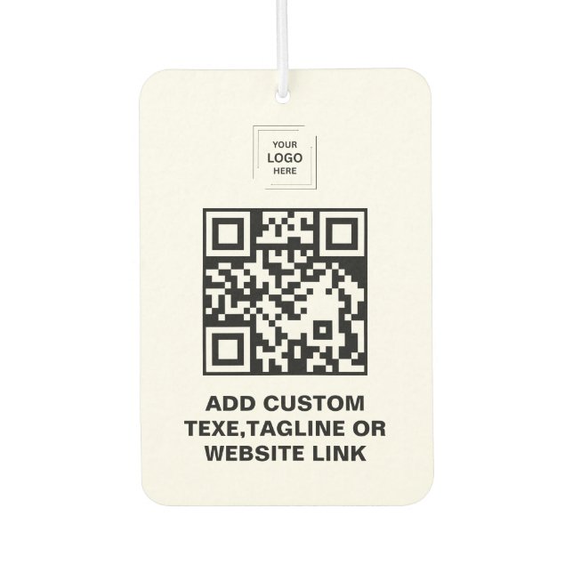 White QR Code Business Logo Car Air Freshener (Front)