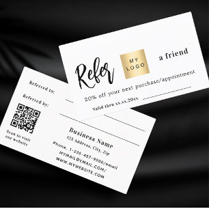White qr code business logo referral card