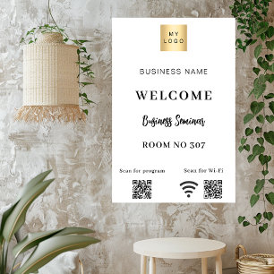 White QR code business logo seminar room wifi Poster