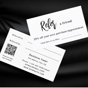 White qr code business referral card