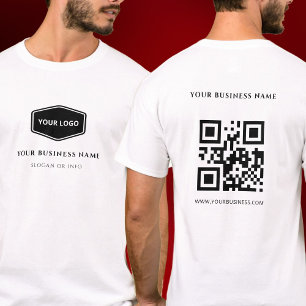 White QR Code Custom and Promotional Company Logo T-Shirt