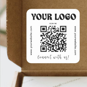 White QR Code Logo Business Promotional Connect Square Sticker