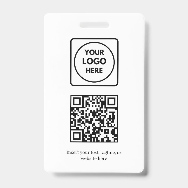White QR Code | Simple Professional Business  ID Badge (Front)