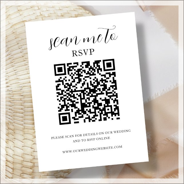 White | QR Code | Wedding RSVP Enclosure Card (Creator Uploaded)