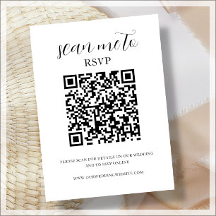 White QR Code Wedding RSVP Enclosure Card