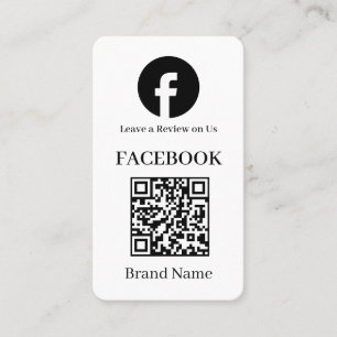 White QR   Facebook Reviews Minimal Custom Link Business Card