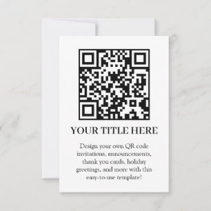 White QR Modern Minimalist Custom Upload Invitation