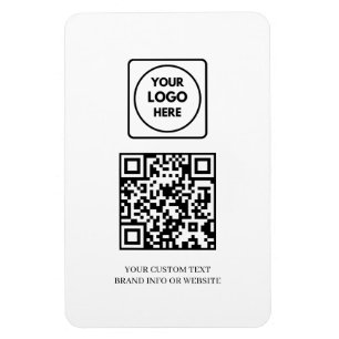 White QR   Professional Simple Business Logo Magnet