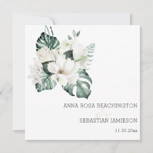 *~* White QR - RSVP Floral Bouquets AR15 Wedding   Invitation