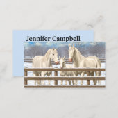 White Quarter Horses In Snow Business Card (Front/Back)