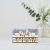 White Quarter Horses In Snow Business Card (Standing Front)