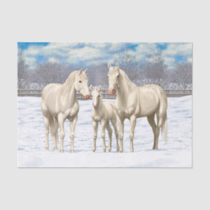 White Quarter Horses In Snow Tissue Paper