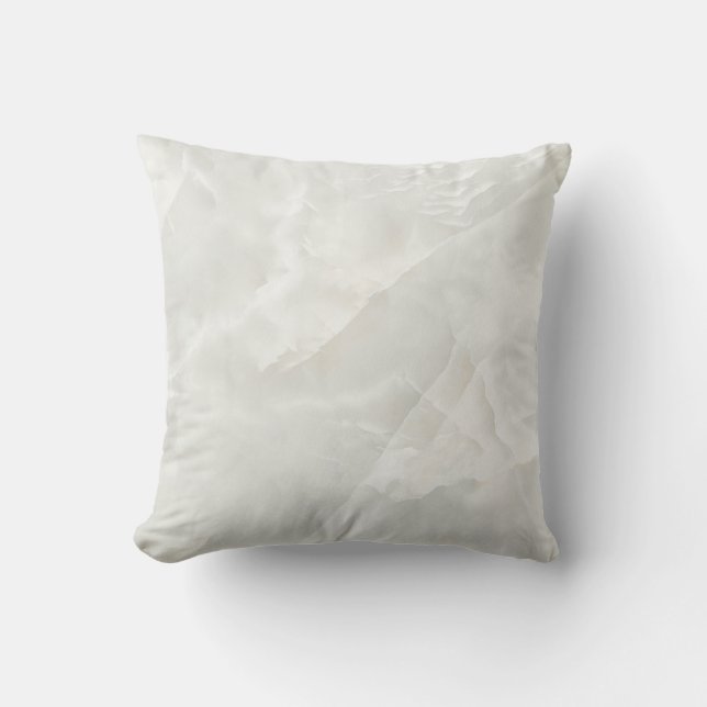 White Quartz White Veins Modern Marble Gemstone Cushion (Front)