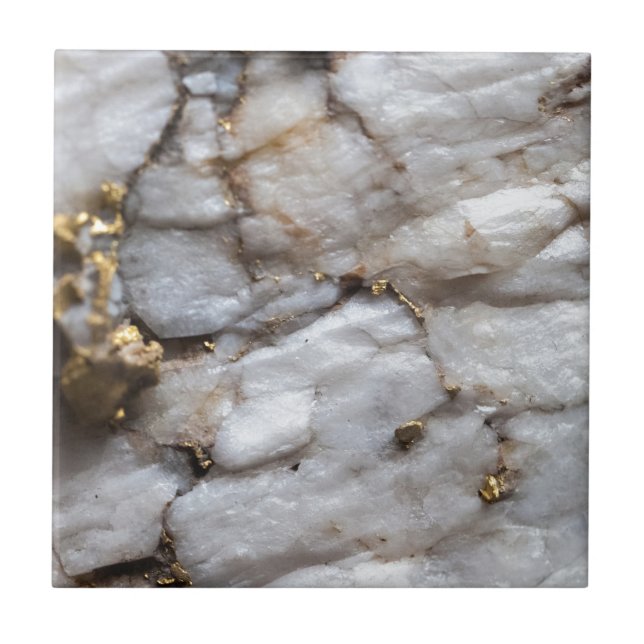 White Quartz with Gold Veining Tile (Front)