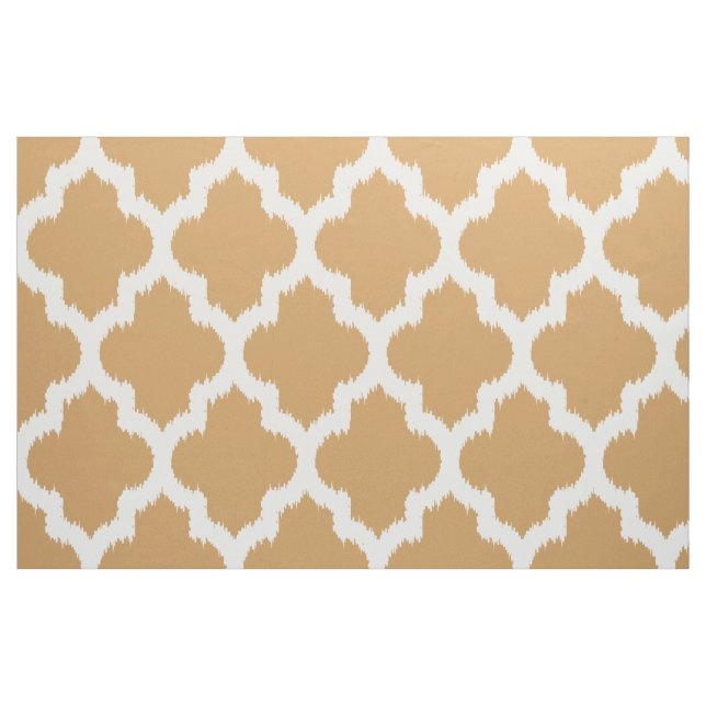 White Quatrefoil Ikat & Custom Beige Background Fabric (Fat Quarter)