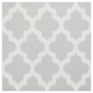 White Quatrefoil Ikat & Custom Grey Background Fabric