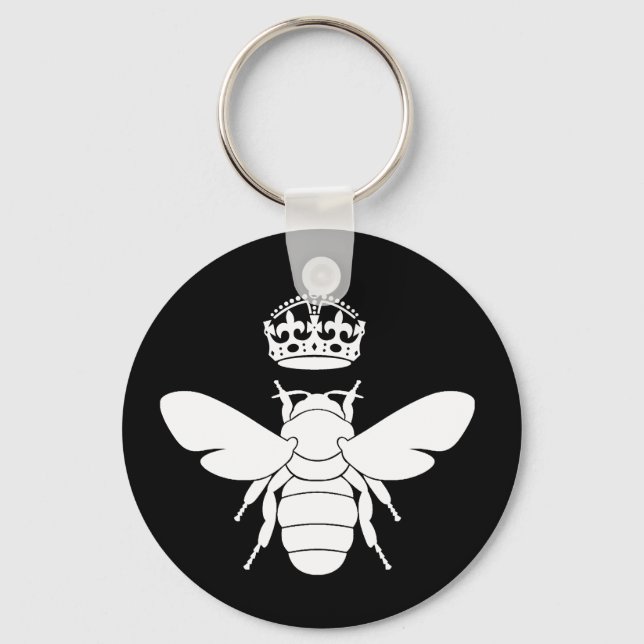 White Queen Bee Logo...Are You A Queen Bee? Key Ring (Front)