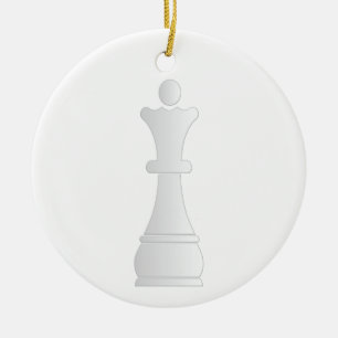 White queen chess piece ceramic tree decoration