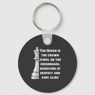 White Queen Chess Piece Power Respect Strategy Key Ring