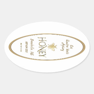 White Queenline Honey Label Heraldic Bee Gold