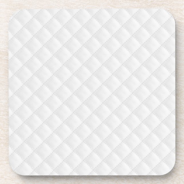 White Quilted Leather Coaster (Front)