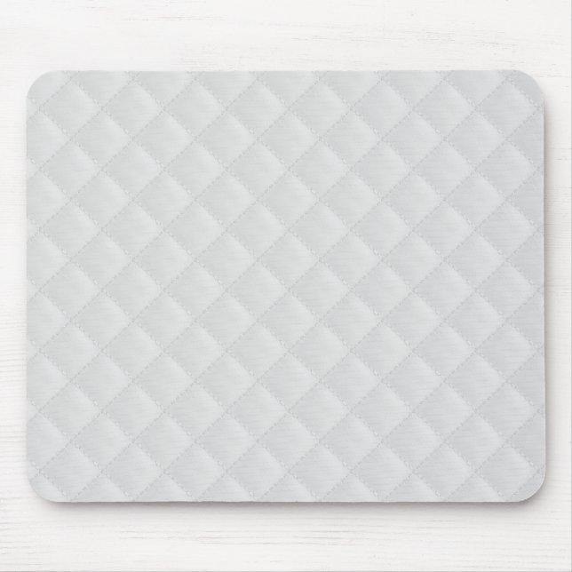 White Quilted Leather Mouse Mat (Front)