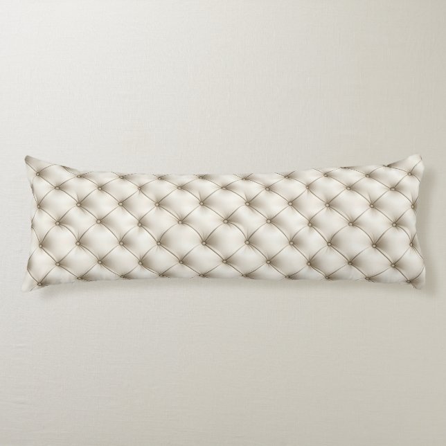 White Quilted Leather Pattern Body Cushion (Front)