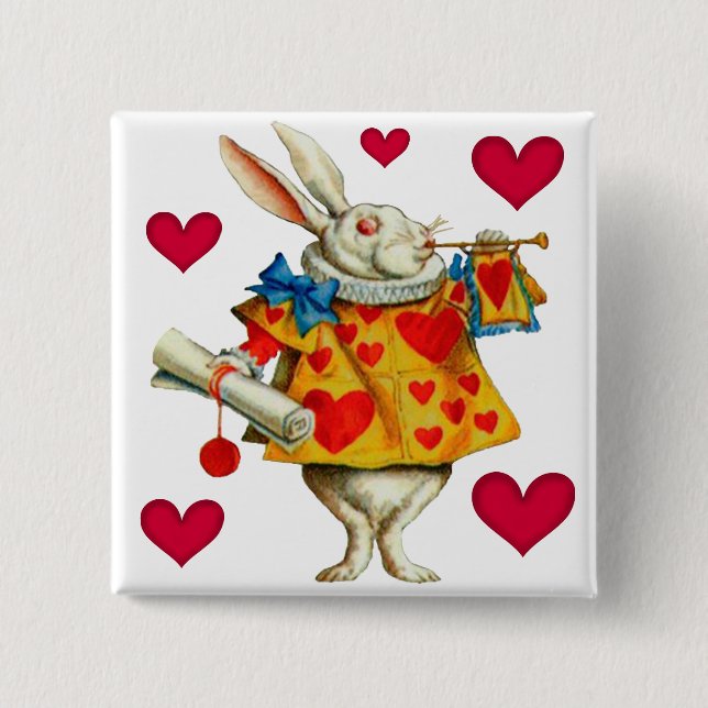 White Rabbit 1 15 Cm Square Badge (Front)