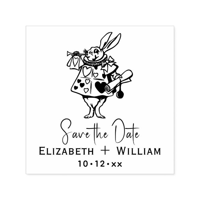 White Rabbit Alice Adv in Wonderland Save the Date Self-inking Stamp (Design)