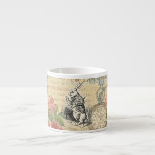 White Rabbit Alice Adventures Wonderland Art Espresso Cup