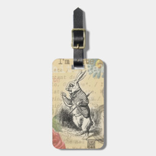 White Rabbit Alice Adventures Wonderland Art Luggage Tag