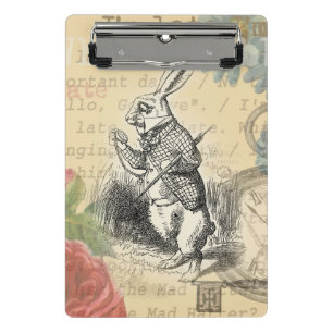 White Rabbit Alice Adventures Wonderland Art Mini Clipboard