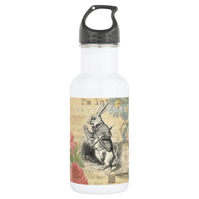 White Rabbit Alice in Wonderland Art 532 Ml Water Bottle (Front)