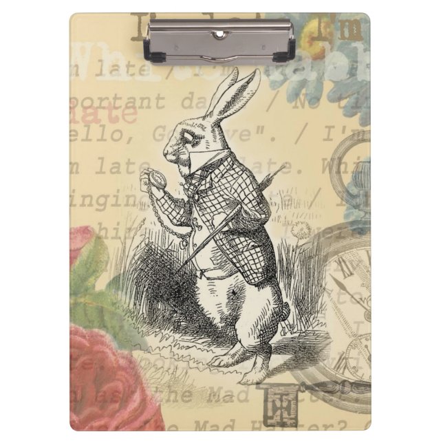 White Rabbit Alice in Wonderland Art Clipboard (Front)
