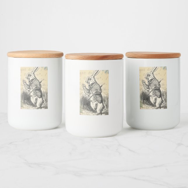 White Rabbit Alice in Wonderland Art Food Label (Bottles)