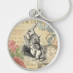 White Rabbit Alice in Wonderland Art Key Ring
